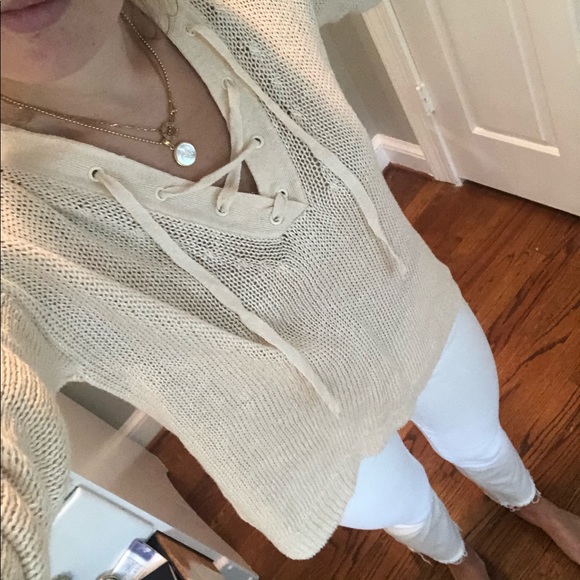 J crew Crochet tie up beachy long sleeve NWT - Picture 2 of 5